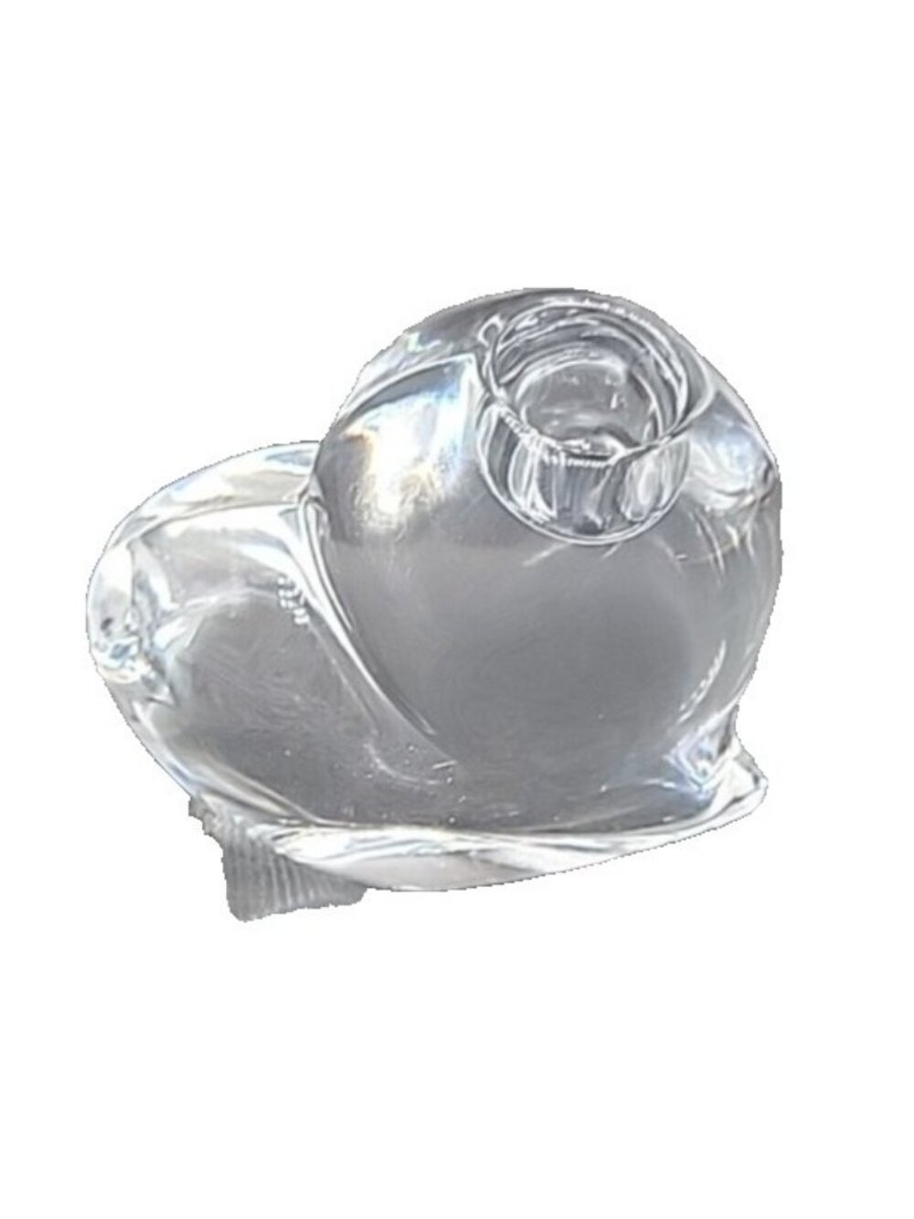 VTG Rogaska Heavy Lead Crystal Heart Paper Weight Candle Holder Slovenia Signed - Picture 2 of 6